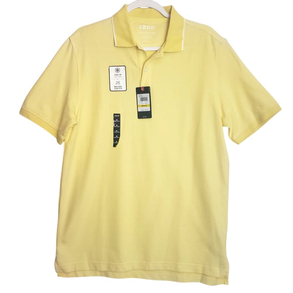 IZOD Men's Natural Stretch Advantage Performance‎ Polo Shirt. Medium Yellow. NEW